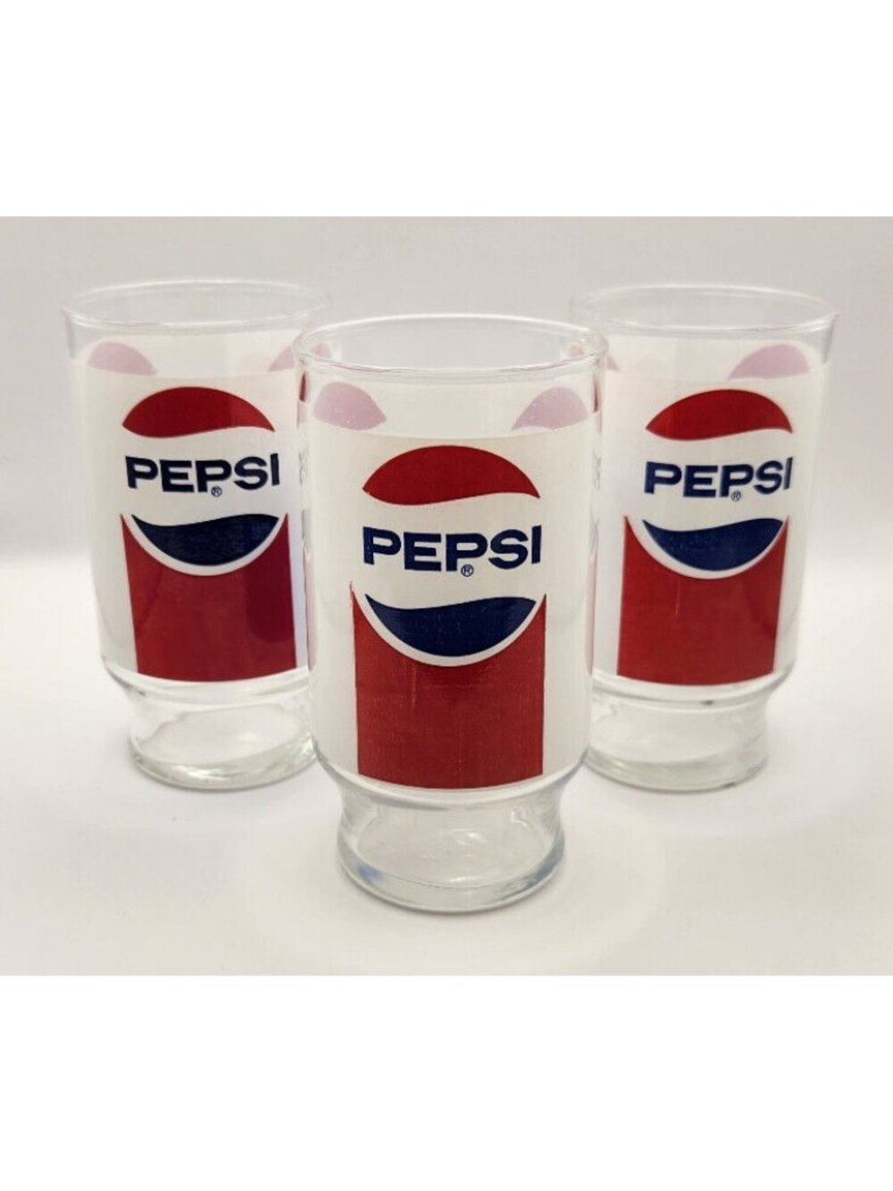 Pepsi Cola Soda Pop Vintage Drinking Glasses 5" Tall 3" x 3" Lot of 3 USED - Picture 5 of 6